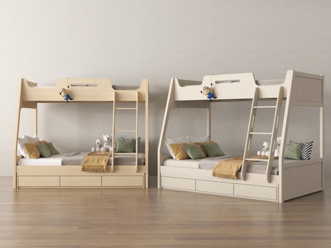 现代上下床 上下床 双层床su模型