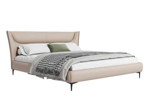  现代双人床3d模型 