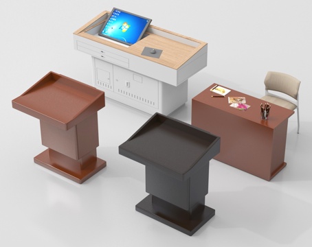 现代讲台 演讲台 讲桌 发言台su模型