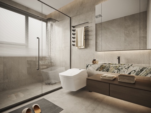  现代卫生间3d模型 