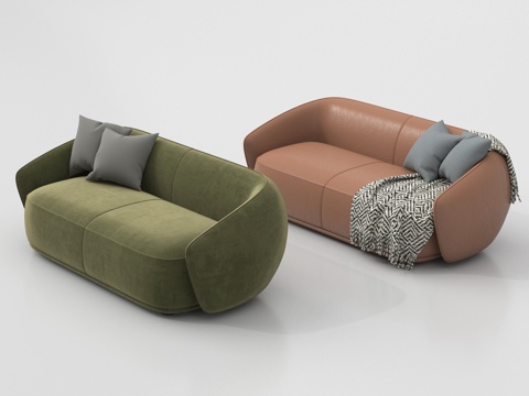 现代双人沙发 休闲沙发su模型