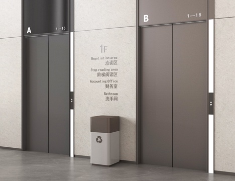 现代电梯 升降梯 电梯门 电梯间 电梯按键su模型