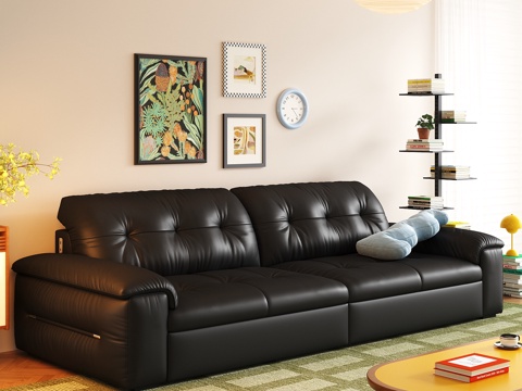 现代双人沙发 茶几组合su模型