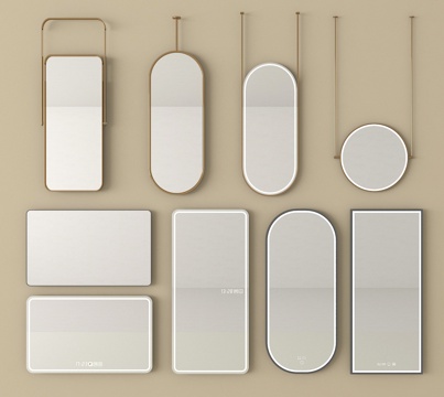 现代镜子 落地镜 化妆镜 全身镜 浴室镜su模型