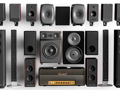现代落地音响 壁挂音箱 扩音器su模型