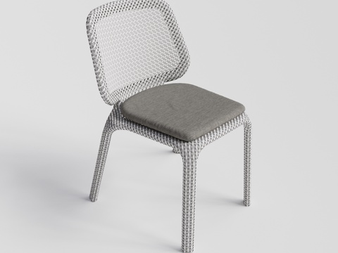  DEDON - 现代户外椅 藤编椅 无扶手餐椅组合3d模型 