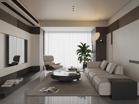 现代家居客厅su模型