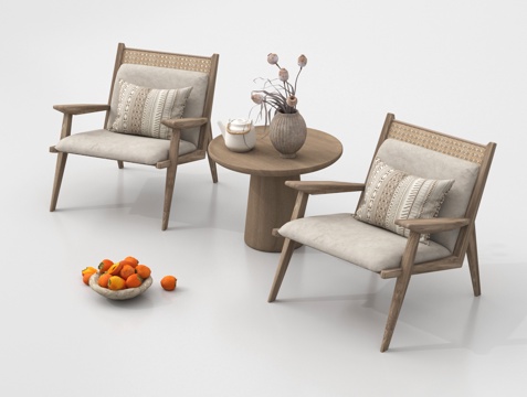  现代户外休闲椅 藤编休闲椅3d模型 