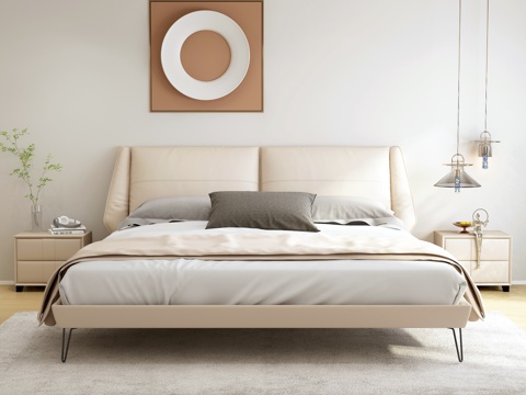  现代双人床3d模型 