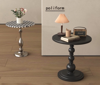 法式美式边几床头柜台灯饰品挂画su模型