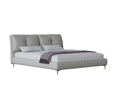  现代双人床3d模型 