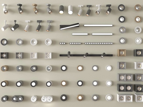 现代筒灯射灯 明装筒灯射灯 嵌入式筒灯射灯 轨道式射灯su模型