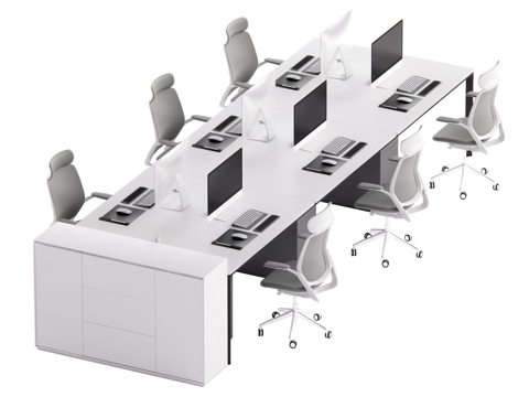 现代办公桌椅 员工工位su模型