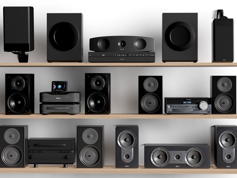 现代落地音响 壁挂音箱 扩音器su模型