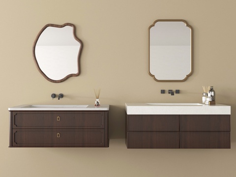 中古浴室柜 洗手池 洗手台 悬空浴室柜su模型