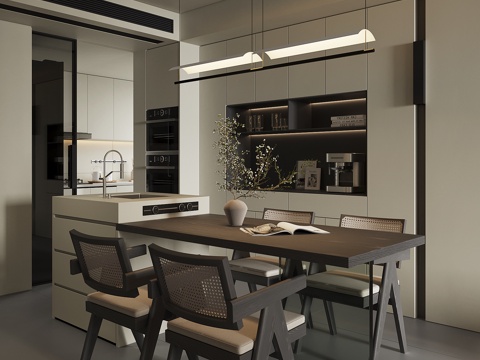 现代家居餐厅免费su模型