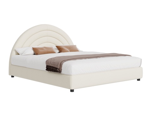  奶油风双人床3d模型 