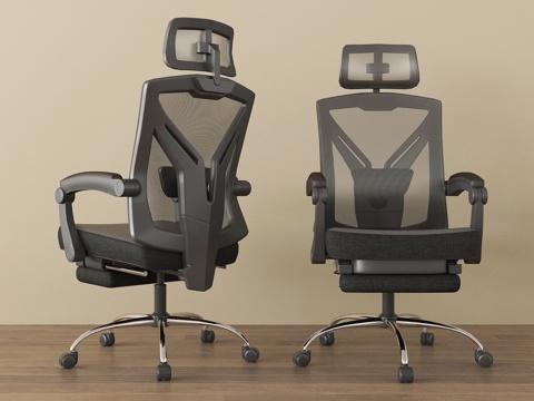 现代电竞椅 有扶手 有滑轮su模型