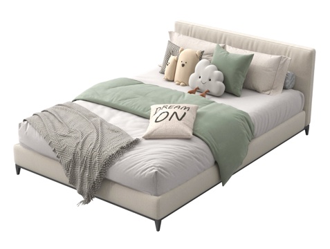 现代儿童床 玩具su模型