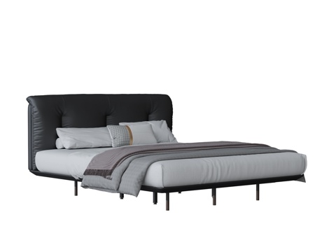  现代双人床3d模型 