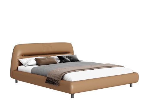  现代双人床3d模型 