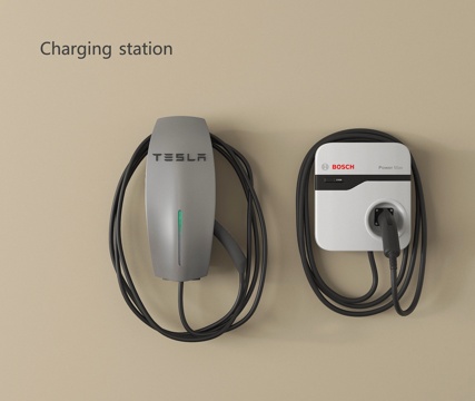  现代公用充电桩 新能源充电桩3d模型 