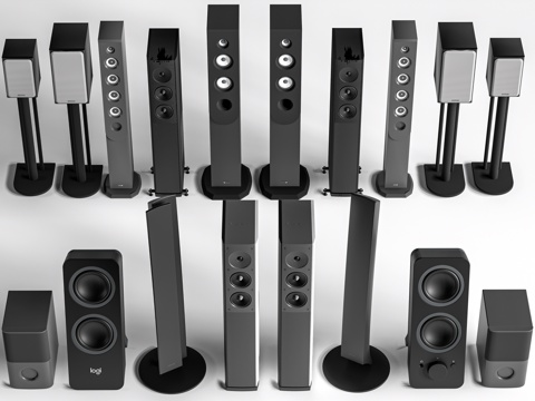 现代落地音响 壁挂音箱 扩音器su模型