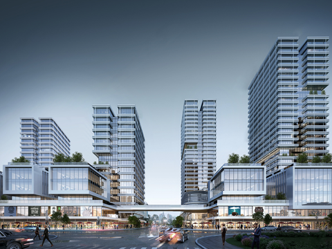 办公楼写字楼建筑 商住外观建筑 综合商业体su模型