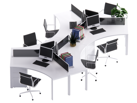 现代办公桌椅 员工工位su模型