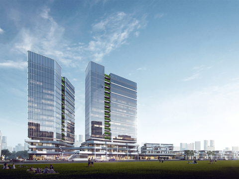 办公楼写字楼建筑 商住外观建筑 综合商业体su模型