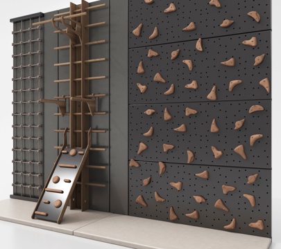 现代攀岩墙 儿童跑爬架su模型