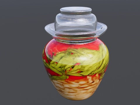 辣椒泡菜玻璃坛子su模型