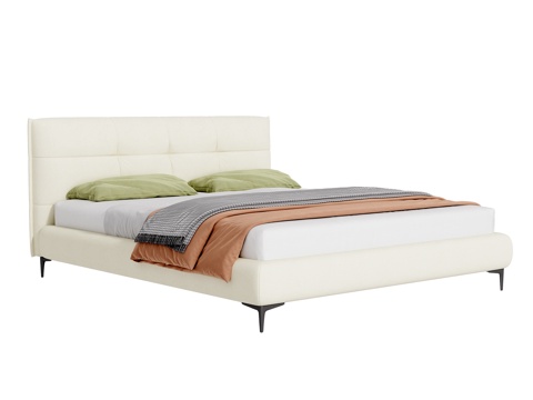  奶油风双人床3d模型 