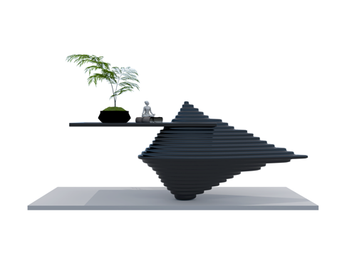 新中式绿植摆件 盆栽su模型