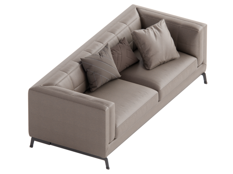 现代双人沙发 办公室沙发su模型