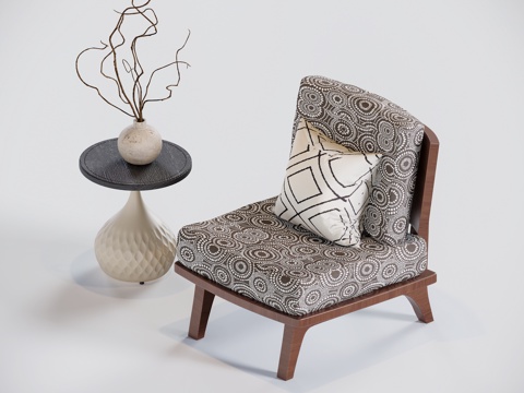 中古风休闲椅su模型