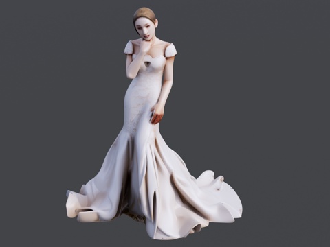 穿婚纱的女孩su模型