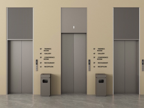 现代电梯 升降梯 电梯门 电梯间 电梯按键su模型