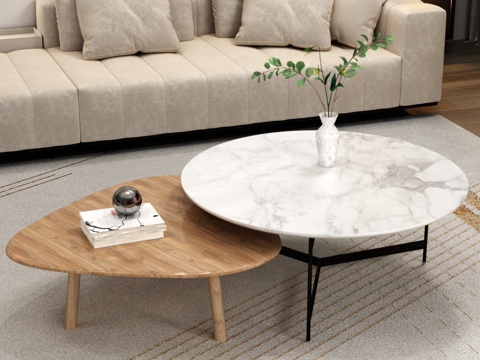  侘寂风茶几组合3d模型 