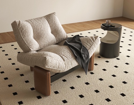 现代单人沙发 休闲沙发 小几su模型