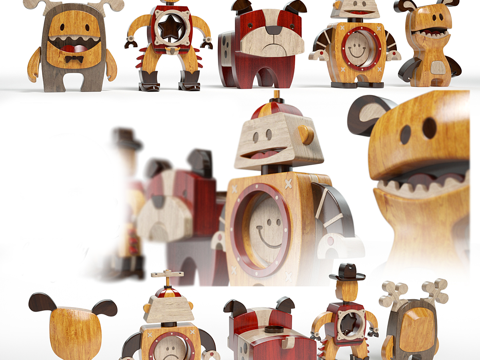  现代玩具 积木 木制玩具3d模型 