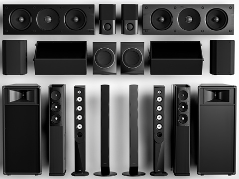 现代落地音响 壁挂音箱 扩音器su模型