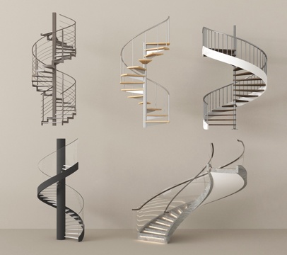 现代旋转楼梯 悬浮楼梯su模型