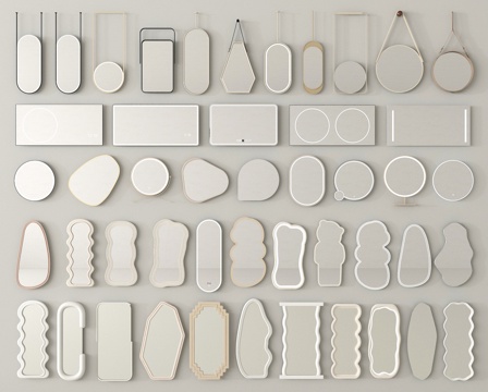 现代镜子 浴室镜 化妆镜 卫浴镜 装饰镜 全身镜su模型