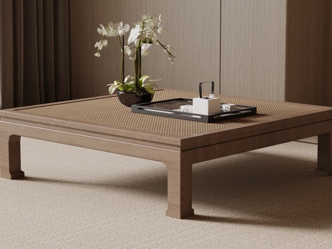 新中式茶几 方形茶几su模型