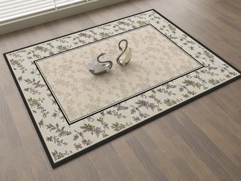 法式复古风地毯 客厅地毯 布艺地毯su模型