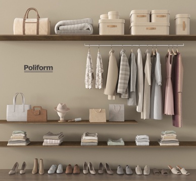 现代衣服 包包 鞋子 整理箱su模型