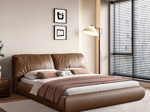  现代双人床 意式极简双人床 象耳朵床 落地床 baxter3d模型 