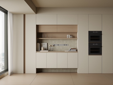 现代酒柜餐边柜su模型