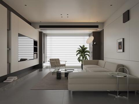 现代家居客厅su模型